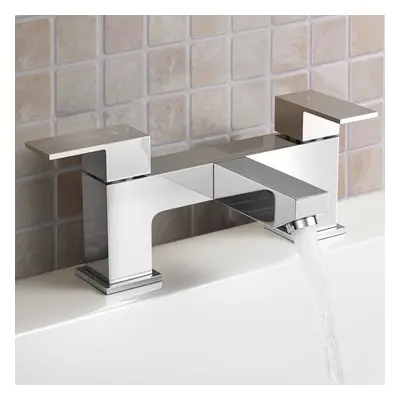 Aldo Modern Bathroom Chrome Deck Mounted Solid Brass Bath Filler Tap