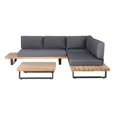 Corner Sofa Lounge Set MYKONOS Certified Acacia Wood Dark Grey