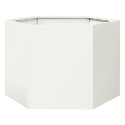 vidaXL Garden Planter Outdoor Flower Pot Patio Planter Pot White Hexagon Steel