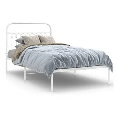 (white, x cm/ with headboard) vidaXL Metal Bed Frame with Headboard and Footboard Bed Base White