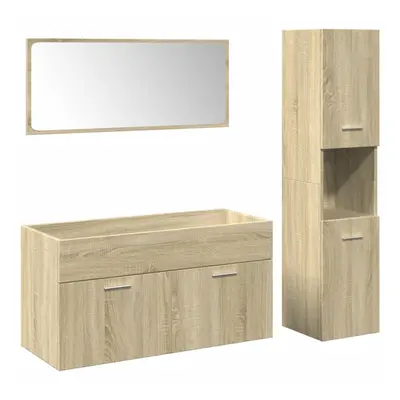 vidaXL Bathroom Furniture Set Piece Sink Cabinet Sonoma Oak Engineered Wood