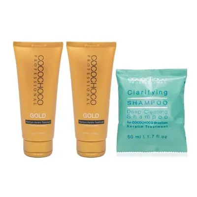 Cocochoco Professional Gold Keratin Kit In Box - Gold Keratin Hair Treatment (200 Ml) And Cleans