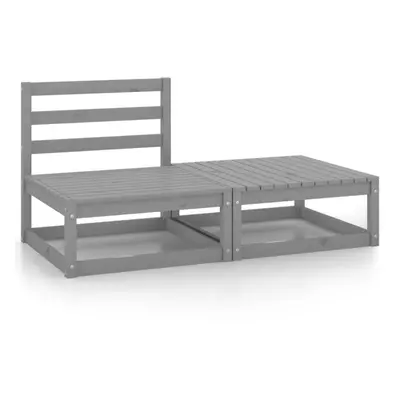 vidaXL Solid Pinewood Garden Lounge Set Piece Grey Wooden Furniture Set