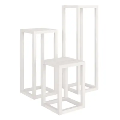 (White) vidaXL Plant Stand Set Piece Garden Holder Flower Stand Solid Wood Pine