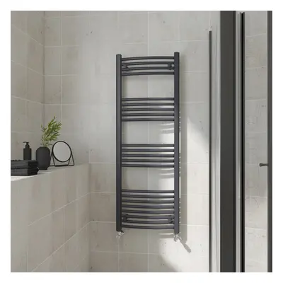 (Curved, 1400x500mm) Warmehaus Heated Towel Rail Anthracite Bathroom Ladder Style Radiator Grey 