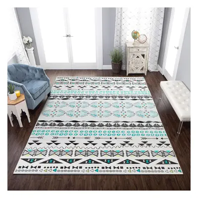 (160x230 cm, ZURI- PRINTED RUG) Modern Non-Slip Rugs Printed Geometric Carpet Mat