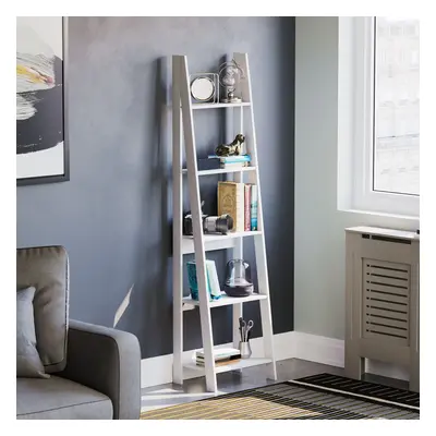 (White) Bristol Tier Ladder Bookcase Shelf Unit Wood