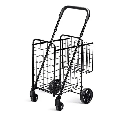 Folding Shopping Cart Portable Utility Cart Double Basket Utility Cart