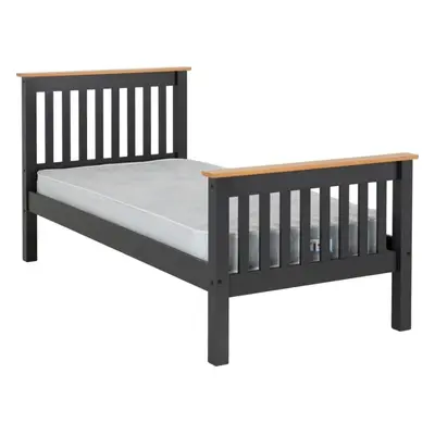 Monaco 3ft Single Bed 90cm High Foot End Frame in Grey and Oak Finish