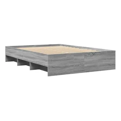 vidaXL Bed Frame Bed Base Bedstead Grey Sonoma 120x200 cm Engineered Wood