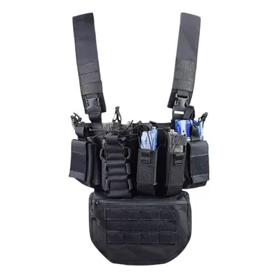 (Black1) Running Exercise Weight Vest Multifunctional Outdoor Field CS Army Fan with Bag