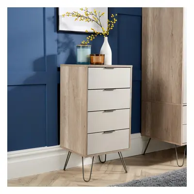 Narrow Chest of Drawers Cabinet Cupboard Storage Driftwood Finish Grey Legs