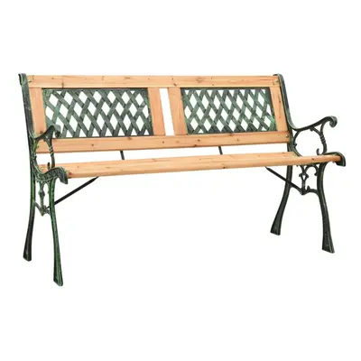 vidaXL Solid Firwood Garden Bench cm Cast Iron Outdoor Seating Lounge Seat