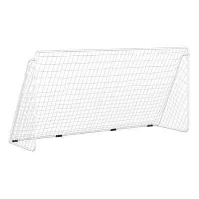 vidaXL Football Goal with Net White Steel Outdoor Soccer Training Equipment