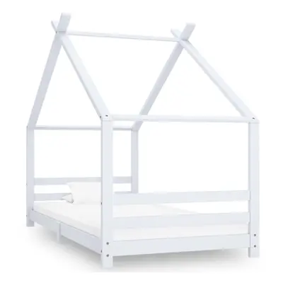 vidaXL Solid Pine Wood Kids Bed Frame White 90x200 cm Home Bedstead Furniture