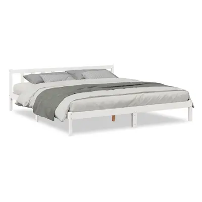 (white, x cm) vidaXL Bed Frame Home Bedstead Bed Base Mattress Foundation Solid Pinewood