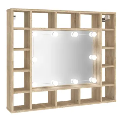 (Sonoma oak) vidaXL Mirror Cabinet with LED Cosmetic Mirror Cabinet Bedroom Storage Cabinet