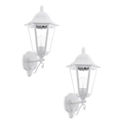 2 PACK IP44 Outdoor Wall Light White Traditional Lantern 60W E27 Porch Lamp Up