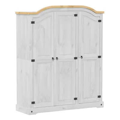 vidaXL Wardrobe Armoire Closet Clothes Storage Organiser White Solid Wood Pine