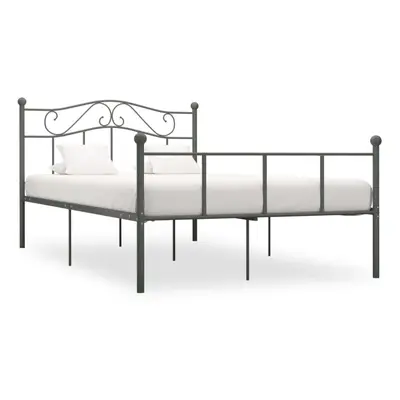 vidaXL Bed Frame Grey Metal 120x200cm Elegant Classic Base Bedroom Furniture