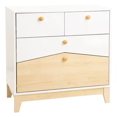 Cody 2+2 Drawer Chest of Drawers in White and Pine Effect Finish