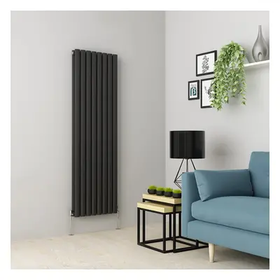 (1600 x 473mm Double, Anthracite) Oval Tube Designer Radiator