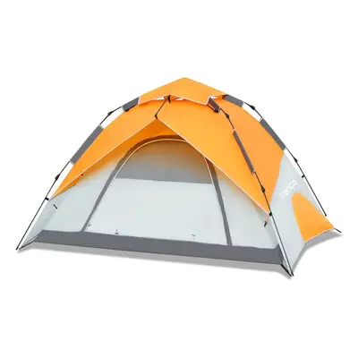 (Orange) Person Camping Tent Instant Set Up Automatic Dome Tent Waterproof Windproof Outdoor Cam