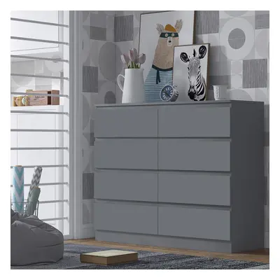 8 Drawer Chest Of Drawers Dark Grey Matt Bedroom Furniture