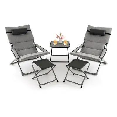 5 Pcs Patio Sling Chair Set Folding Lounge Chairs Patio Bistro Set