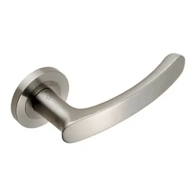 PAIR Curved Handle with Rounded Ends Concealed Fix Round Rose Satin Steel