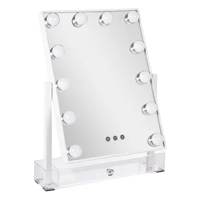 360Â° Rotation Hollywood Vanity Makeup Mirror Desktop Mirror with Drawer Tabletop Dormitory Port