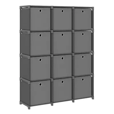 vidaXL 12-Cube Display Shelf with Boxes Grey Fabric Storage Organiser Unit