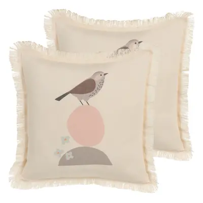 Set of Cushions Animal Pattern WATTLE x cm Light Beige