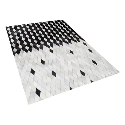 Leather Rug Black and White x cm MALDAN