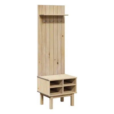 vidaXL Hall Unit Entryway Bench Coat Rack Storage Cabinet Solid Wood Pine