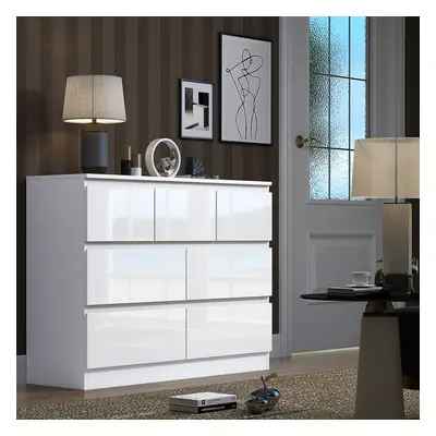 (Gloss White) Drawer Chest Of Drawers Bedroom Storage Dresser