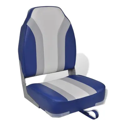 vidaXL Foldable Boat Chair High Backrest Blue White Marine Fishing Yacht Seat