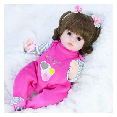 () 42CM Soft Silicone Vinyl Acrylic Eye Rotatable Limbs Cute Lifelike Realistic Reborn Baby Doll