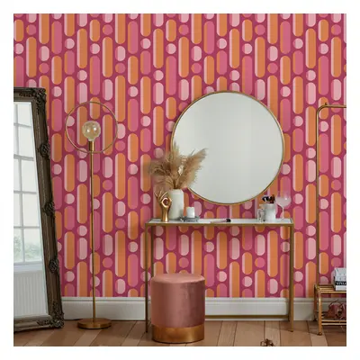 Envy Morse Neutrals Pink Geometric Wallpaper