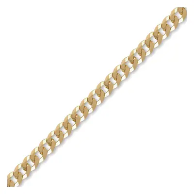 (7.5) Jewelco London Unisex Solid 9ct Yellow Gold Flat Curb 7mm Gauge Chain Necklace