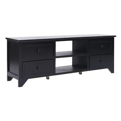 (black) vidaXL TV Cabinet TV Stand Storage Sideboard Cupboard Solid Paulownia Wood