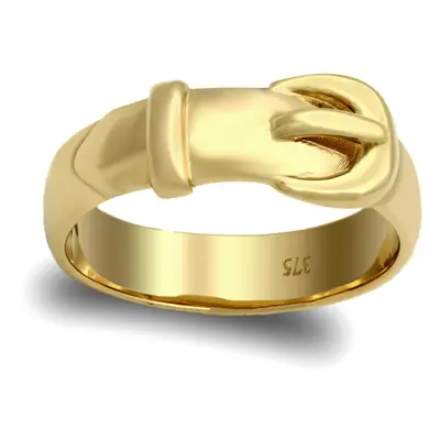 (O) Jewelco London Men's Solid 9ct Yellow Gold Single Buckle Ring