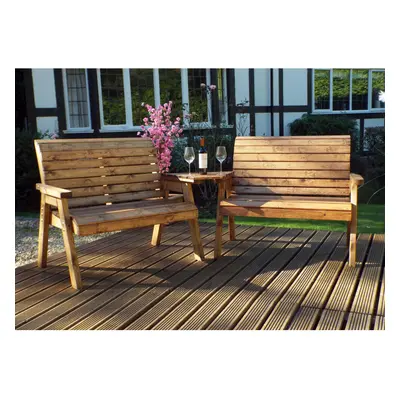 Hand Made Seater Chunky Rustic Wooden Furniture Set Benches With Angled Tray