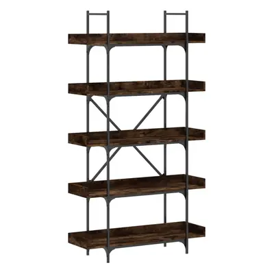 vidaXL Bookcase 5-Tier Bookshelf Storage Cabinet Smoked Oak Engineered Wood