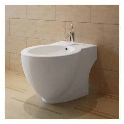 vidaXL Bidet Stand White Ceramic Round Bathroom Toilet Washing Sink Fixture