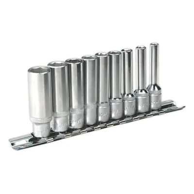 9 PACK DEEP Socket Set 1/4" Imperial Square Drive -6 Point WallDrive High Torque