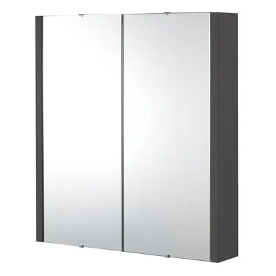 Bianca Wall Hung Soft Close Door Mirror Cabinet - 600mm - Gloss Grey - Balterley