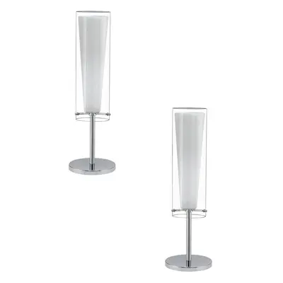 2 PACK Table Lamp Colour Chrome Shade Clear White Glass Glass Opal Matt E27 60W