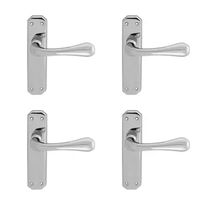 4x PAIR Heavy Duty Handle on Angular Latch Backplate x 40mm Polished Chrome