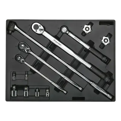 13pc Ratchet Torque Wrench Breaker Bar & Socket Set - x 397mm Tool Tray